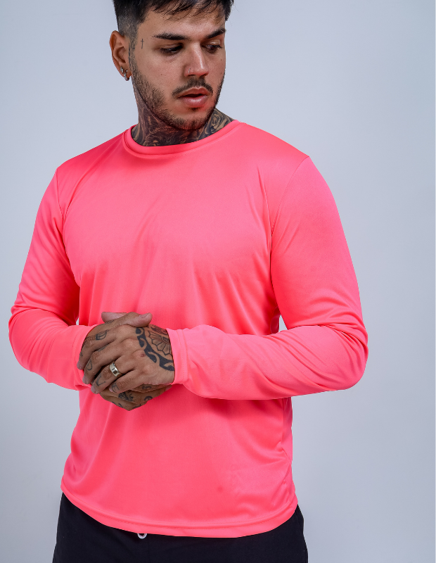 Camiseta Manga Longa Proteção UV50+ Rosa