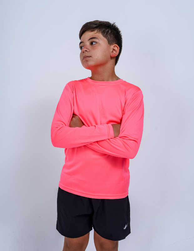 Camiseta Manga Longa Infantil Proteção UV50+Rosa