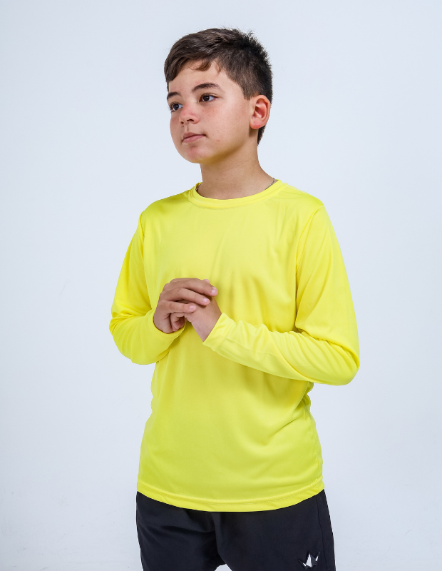 Camiseta Manga Longa Infantil Proteção UV50+ Amarelo