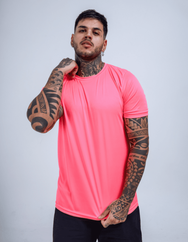 Camiseta Manga Curta Proteção UV50+ Rosa