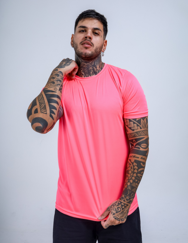 Camiseta Manga Curta Proteção UV50+ Rosa