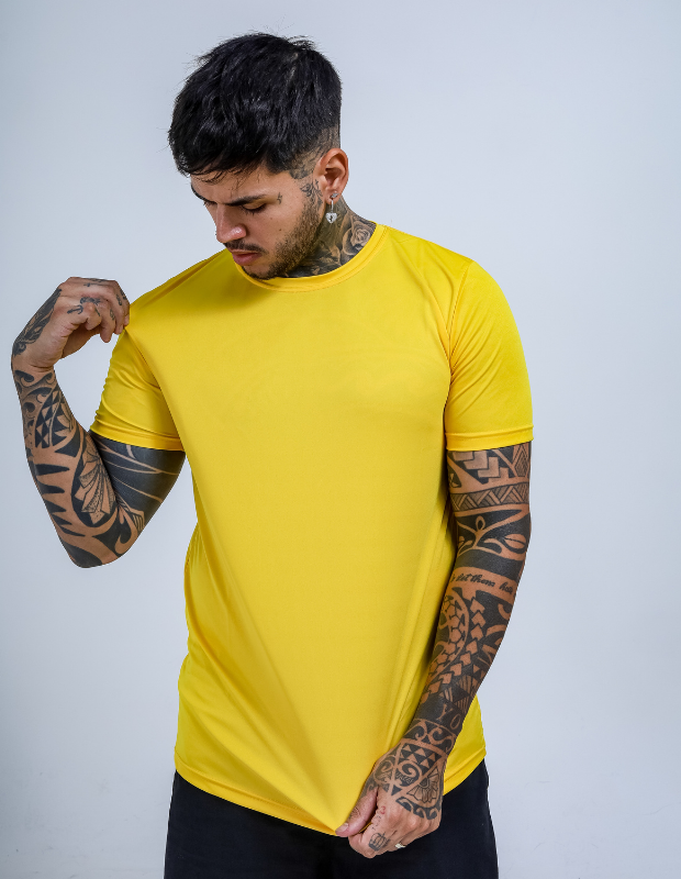 Camiseta Manga Curta Proteção UV50+ Amarelo