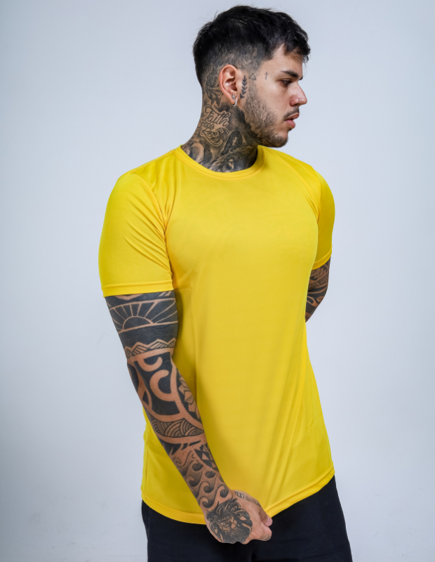 Camiseta Manga Curta Proteção UV50+ Amarelo