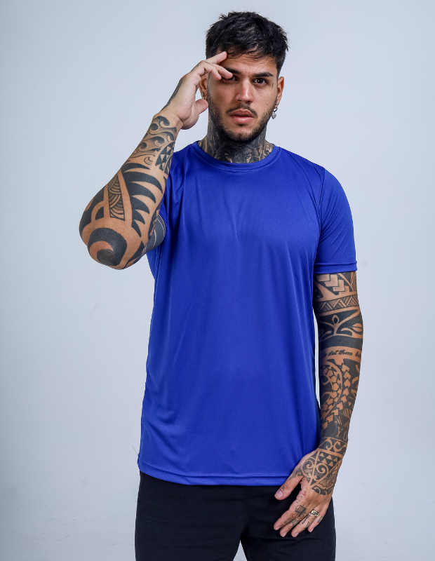 Camiseta Manga Curta Proteção UV50+ Azul Royal