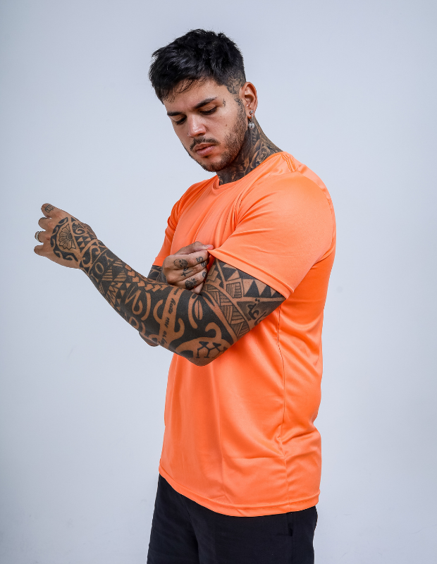 Camiseta Manga Curta Proteção UV50+ Laranja