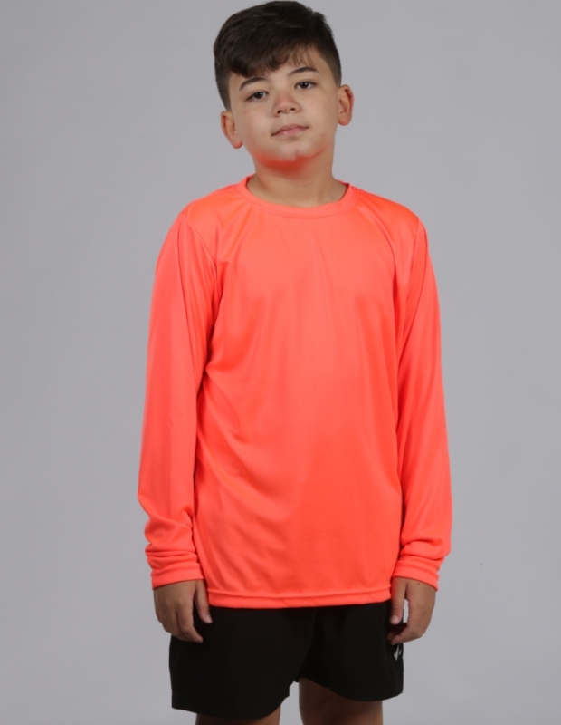 Camiseta Manga Longa Infantil Proteção UV50+Laranja